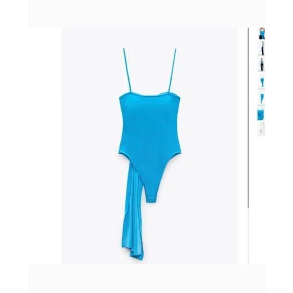 Zara new with tags draped blue bodysuit latge mix and match formal occasion wear - Picture 5 of 7